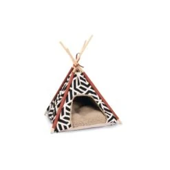 Beeztees Beeztees Tipi Tent Vigo - Wit/Zwart - 50x50x70 -katten benodigdheden beeztees beeztees tipi tent vigo wit zwart 50x50x7 3