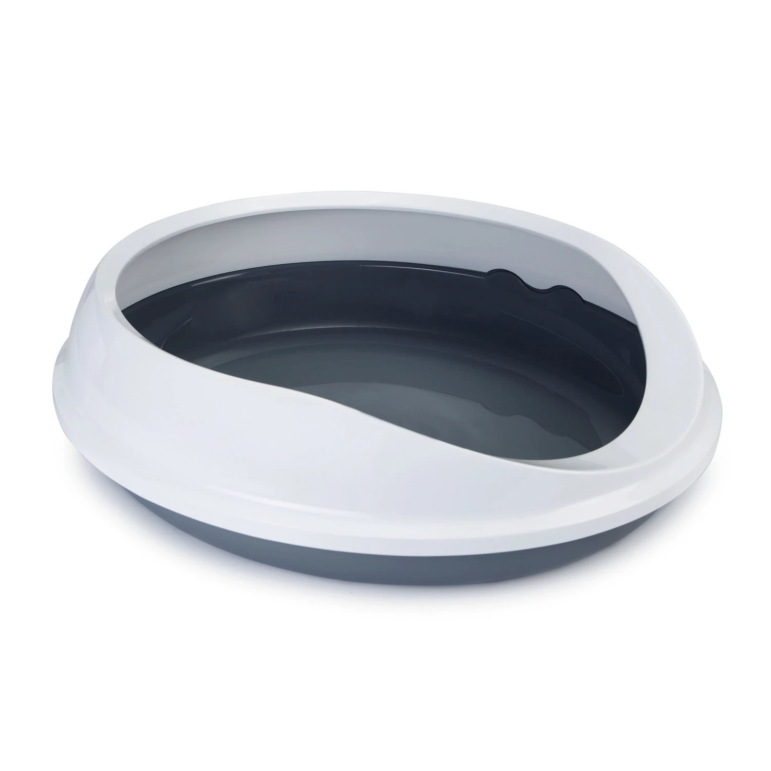 Beeztees Ronde Kattenbak Figaro - 46 X 55 Cm - Grijs/wit 3 Beeztees Ronde Kattenbak Figaro - 46 X 55 Cm - Grijs/wit