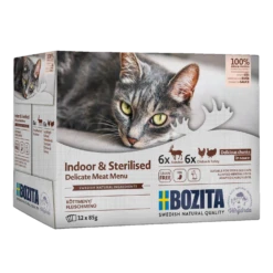 Bozita Bozita Feline Pouch Multipack Indoor & Sterilised - Delicate Meat Menu - 12x85 Gram - Chunks In Sauce