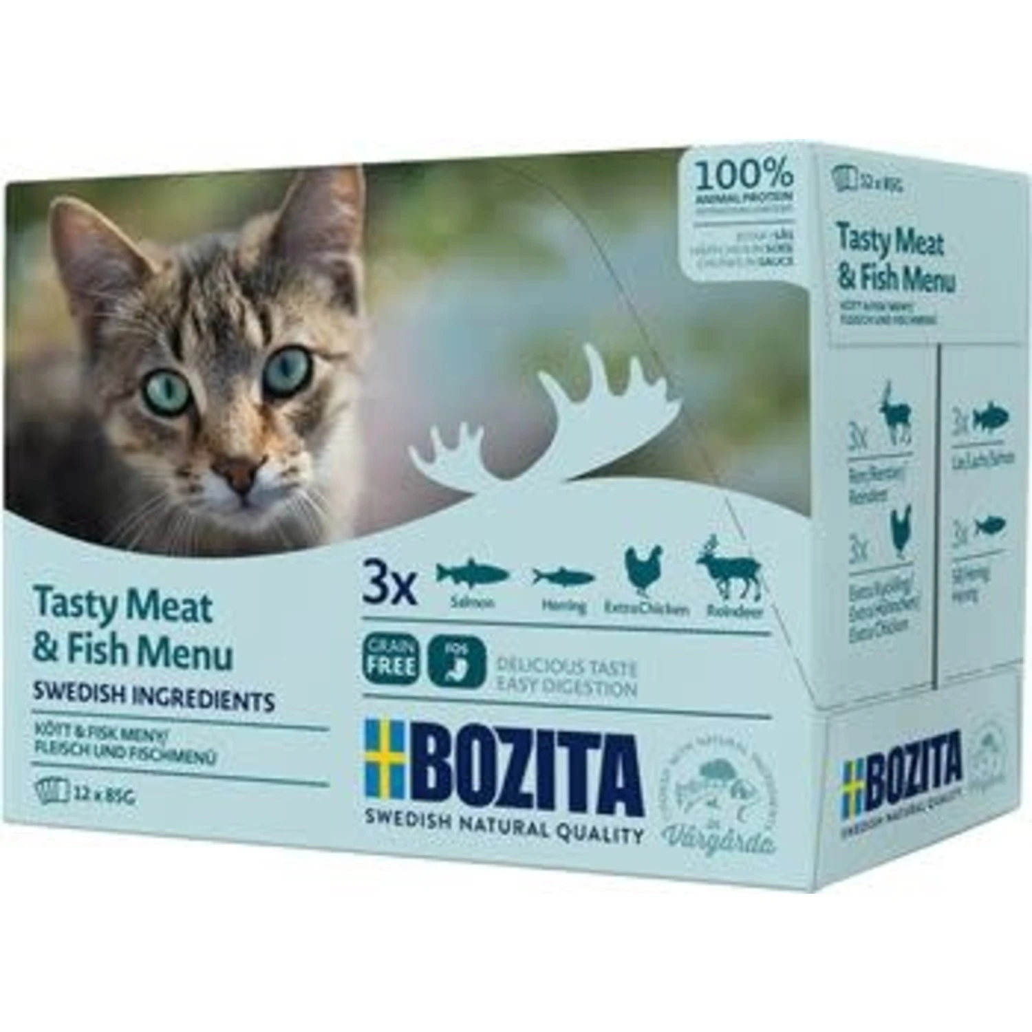 Bozita Bozita Feline Pouch Multipack - Tasty Meat En Fish Menu - 12x85 Gram - Chunks In Sauce 3 Bozita Bozita Feline Pouch Multipack - Tasty Meat En Fish Menu - 12x85 Gram - Chunks In Sauce