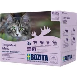 Bozita Bozita Feline Pouch Multipack - Tasty Meat Menu - 12x85 Gram - Chunks In Sauce