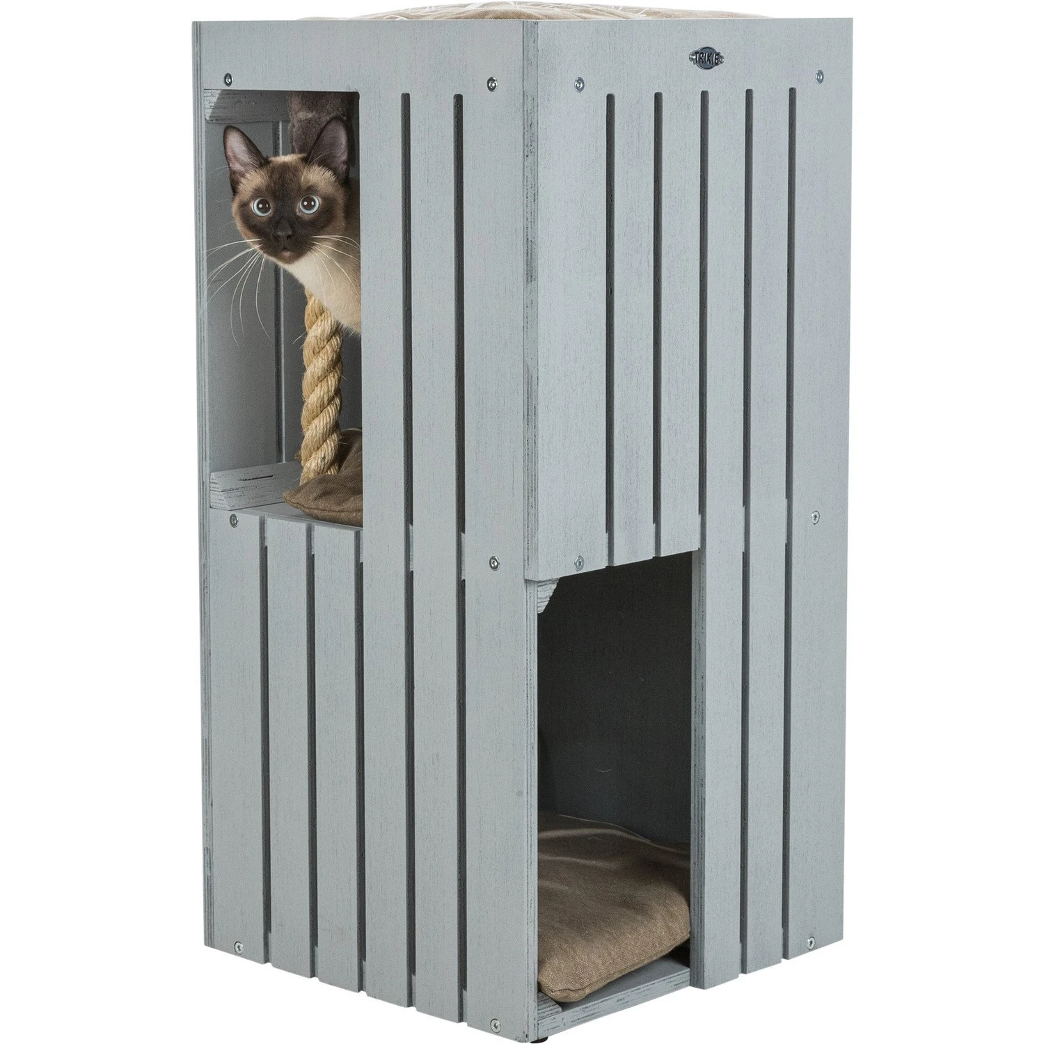 Trixie Trixie BE NORDIC Cat Tower Juna - 38x38x77 Cm - Grijs 6 Trixie Trixie BE NORDIC Cat Tower Juna - 38x38x77 Cm - Grijs - Afbeelding 4