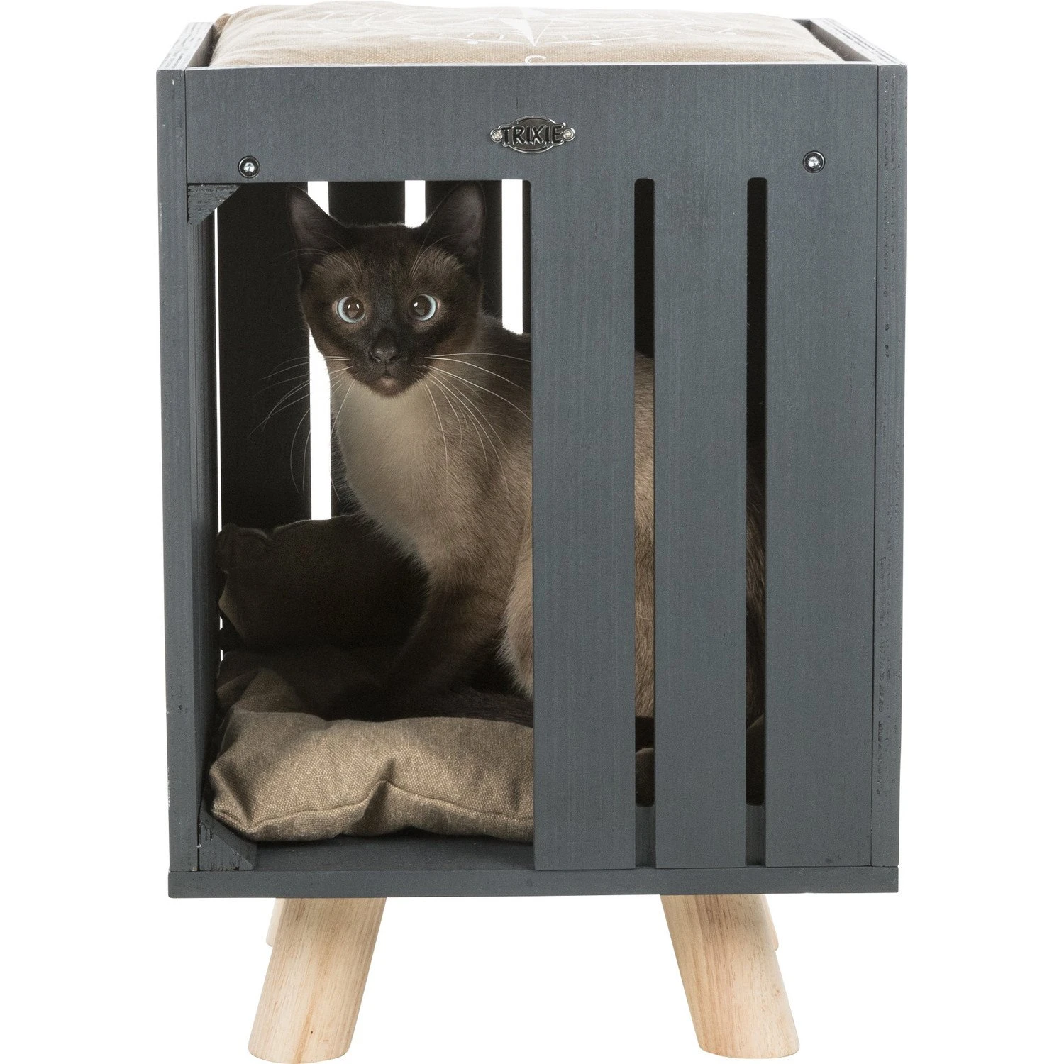 Trixie Trixie BE NORDIC Kattenhuis Alva - 36x51x36 Cm - Antraciet-Zand 5 Trixie Trixie BE NORDIC Kattenhuis Alva - 36x51x36 Cm - Antraciet-Zand - Afbeelding 3